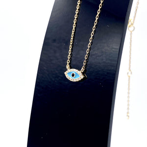 Turquoise Eye Necklace - Gold Plated Sterling Silver