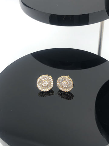 Circle Stud Baguette Centre Earring