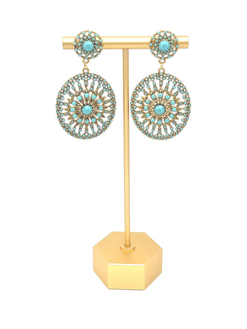 Antique Style Pearl Turquoise Crystal Drop Earring - ANDJewellery