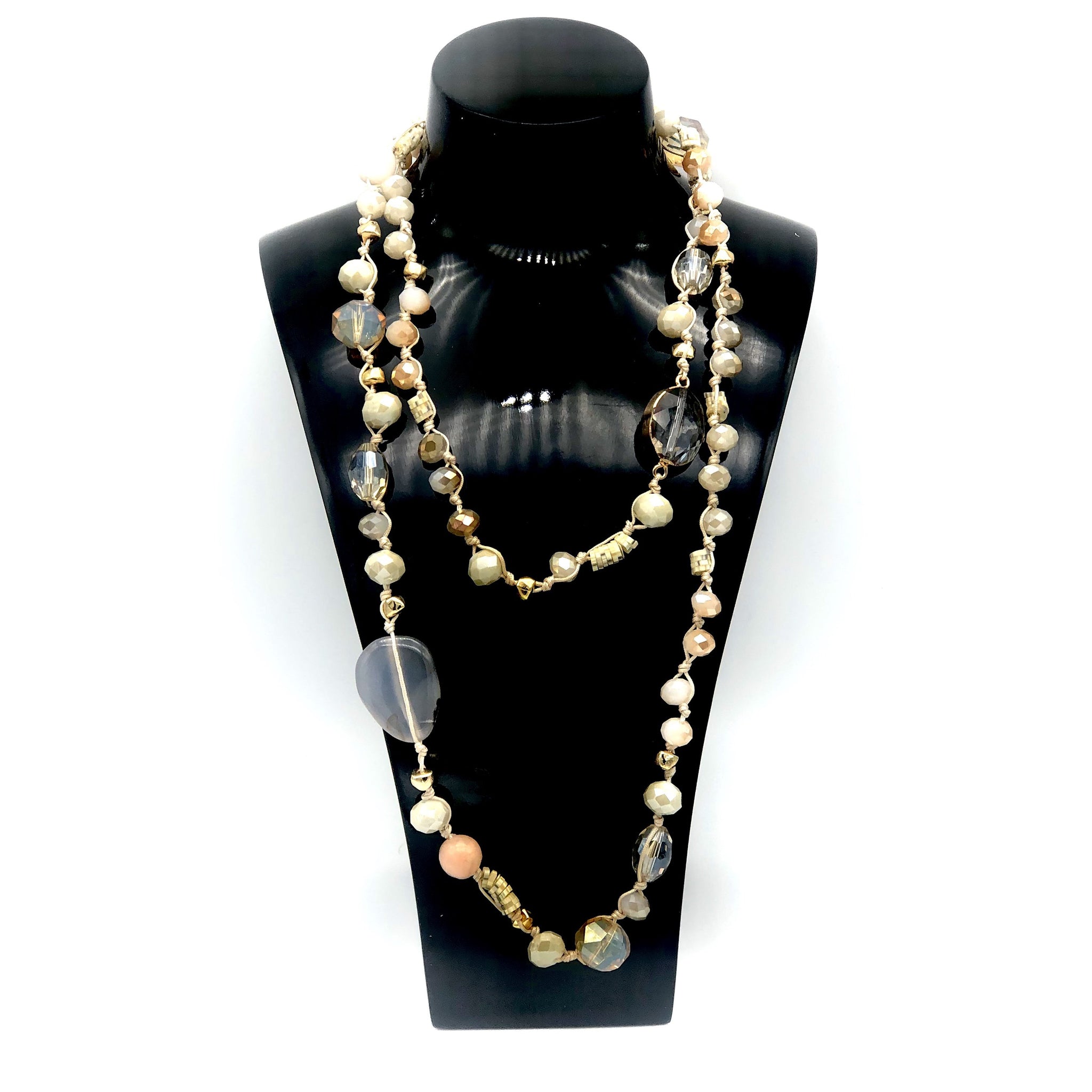 Silk Thread Multi Beaded Necklace with Stone