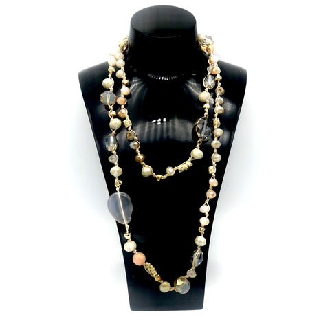 Silk Thread Multi Beaded Necklace with Stone