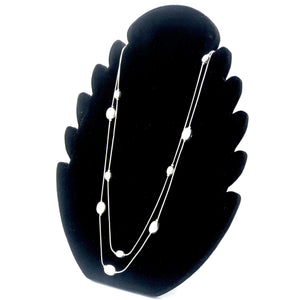 Double Layered Snake Chain Necklace with Oval Opaque Beads