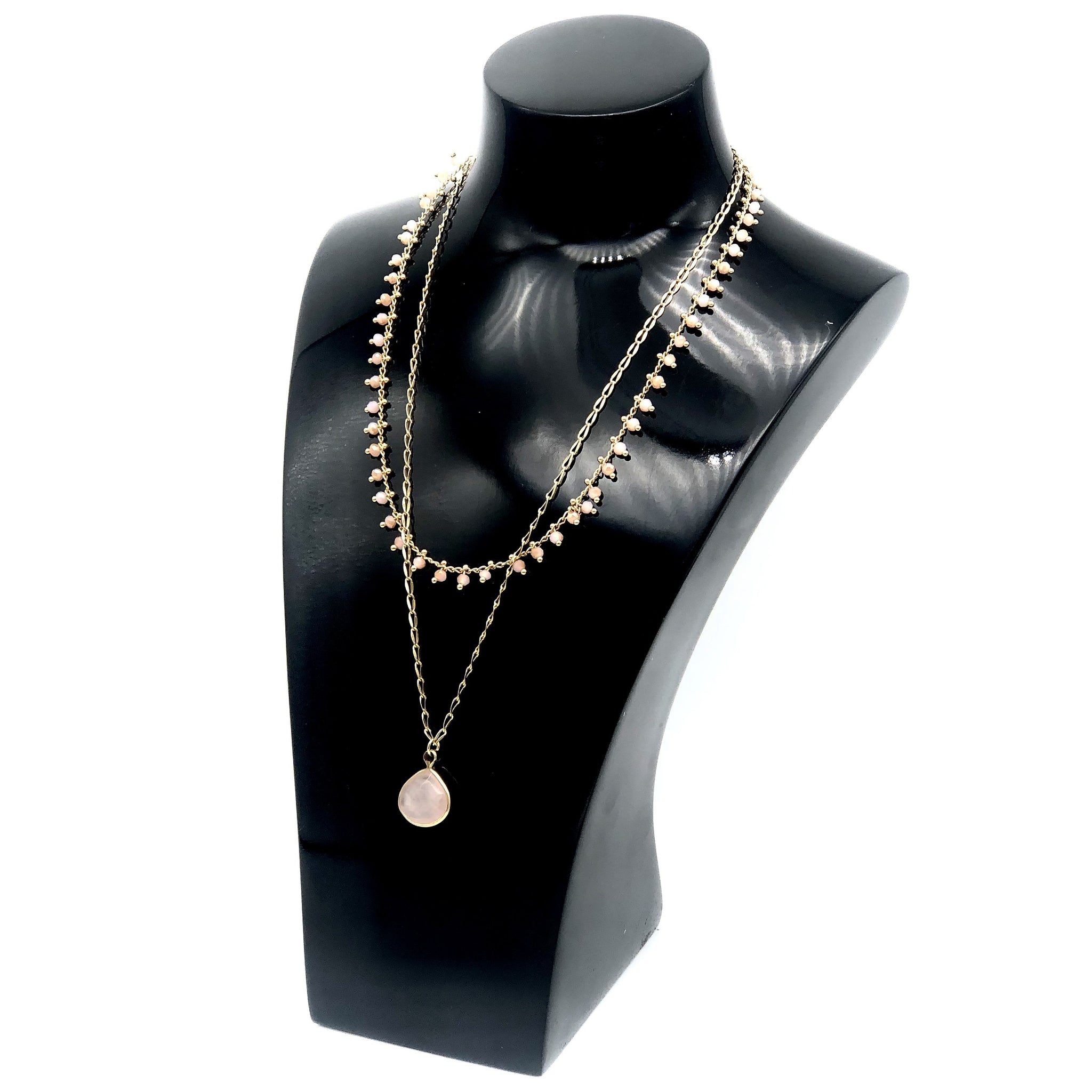 Double Layered Rose Quartz Necklace