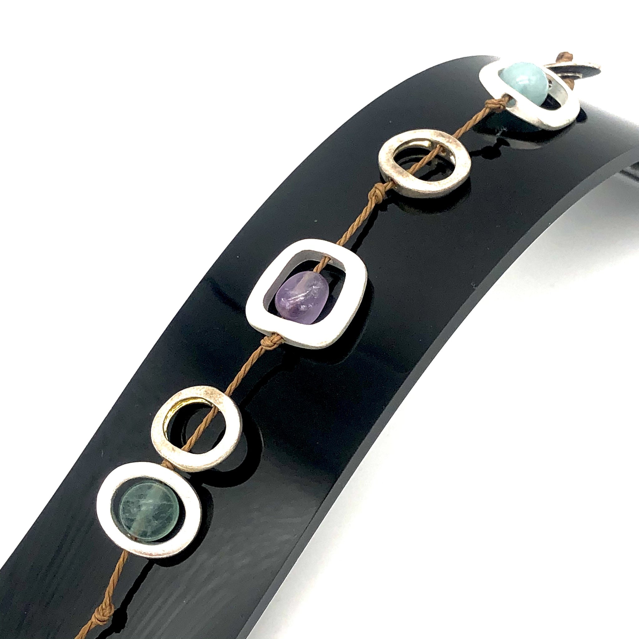 Silk Thread Multi Beaded Bracelet with Stone