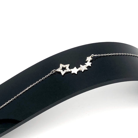 Sterling Silver Graduated Crystal Star Bracelet