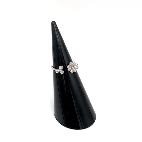 9ct White Gold Open Flower Diamond Ring - ANDJewellery
