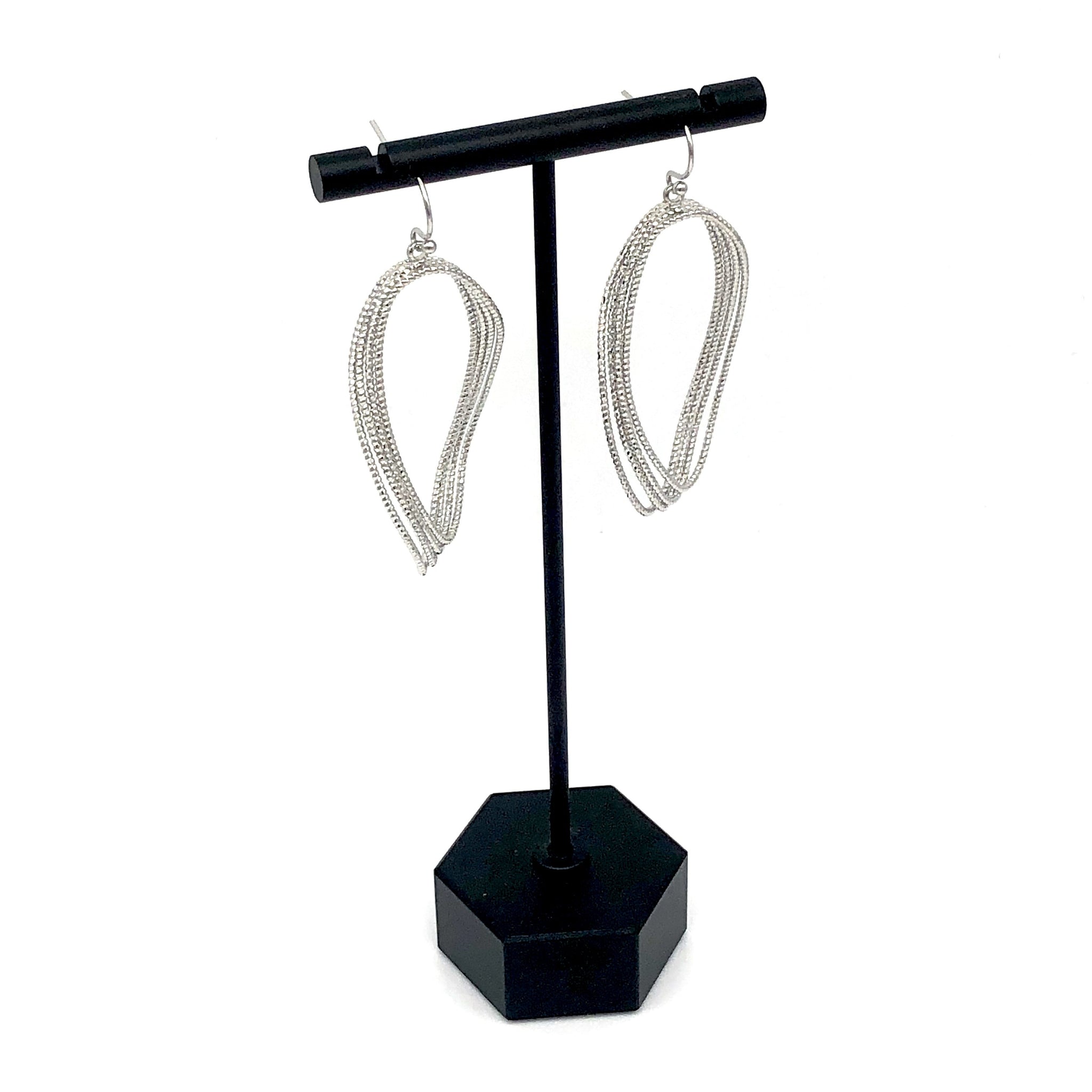 Silver Sparkle Cut Distorted Cut Earring - ANDJewellery