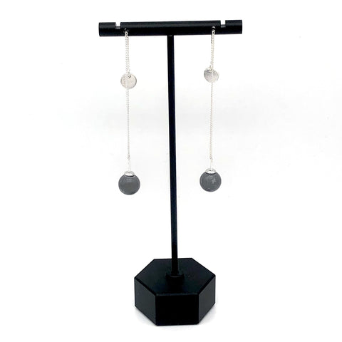 Thread Through Grey Ball Drop Earring - ANDJewellery