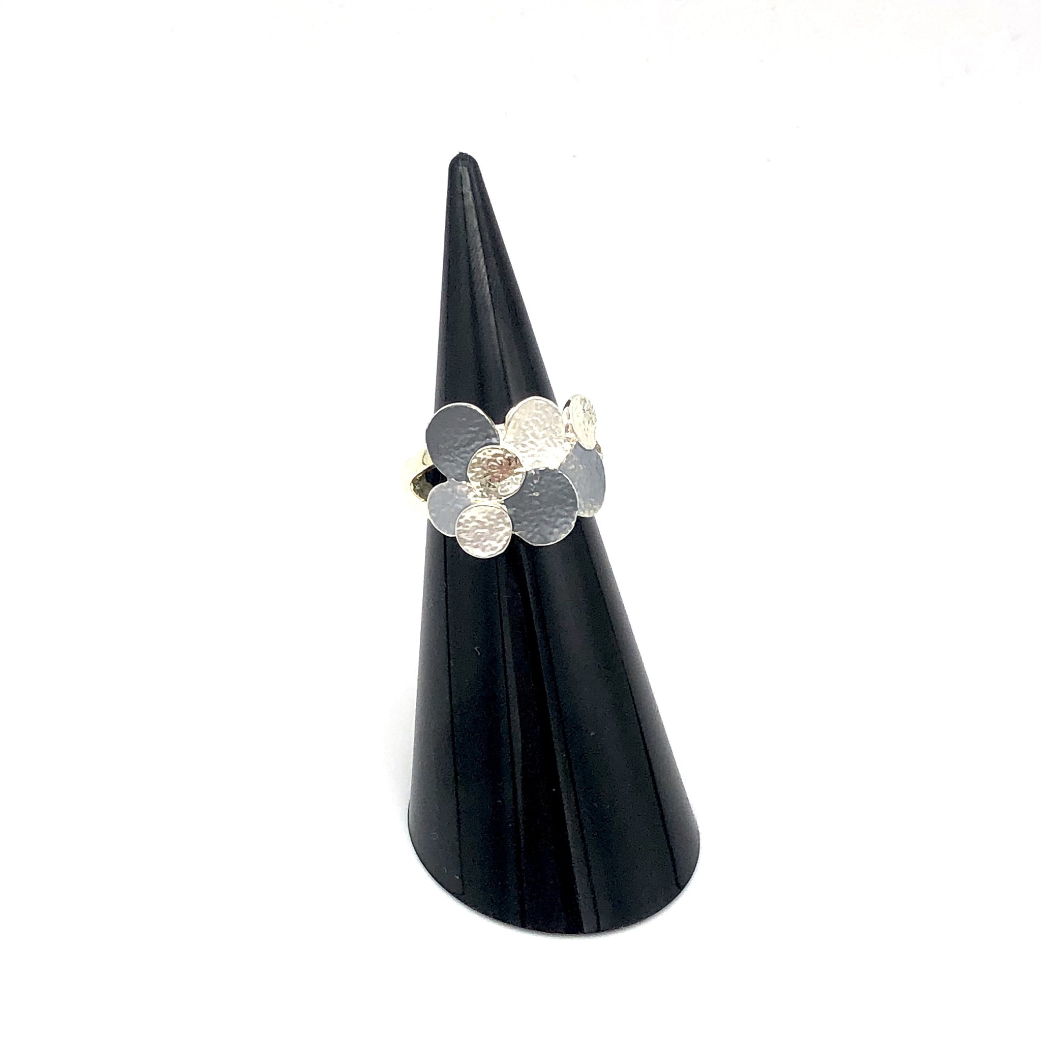 Grey Enamel Circle Stretch Ring - ANDJewellery