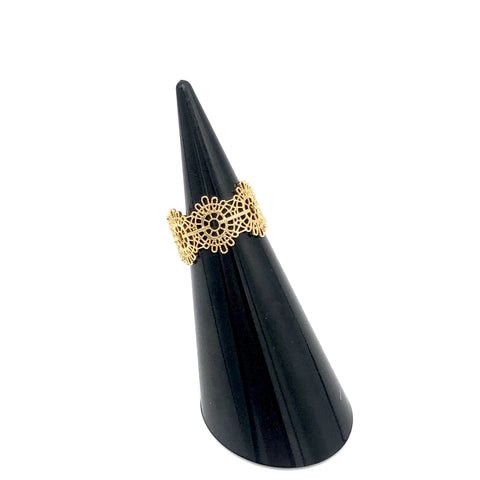 Gold Open Laser Flower Ring - ANDJewellery