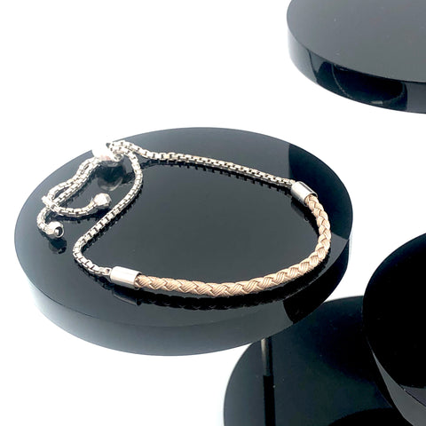 Adjustable Box Chain Plaited Bracelet - Sterling Silver
