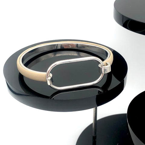Leather Contemporary Oval Bracelet