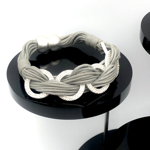 Grey Corded Circle Magnetic Bracelet
