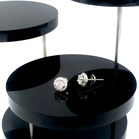 18ct White Gold Diamond Halo Stud Earrings with Alpha Back Fittings